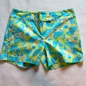 Lilly Pulitzer Cotton Seashell/Crab Motif-Turquoise & Green. Women’s 6